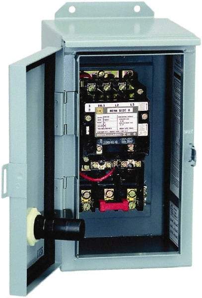 Square D - 110 Coil VAC at 50 Hz, 120 Coil VAC at 60 Hz, 18 Amp, Nonreversible Enclosed Enclosure NEMA Motor Starter - 3 Phase hp: 3 at 200 VAC, 3 at 230 VAC, 5 at 460 VAC, 5 at 575 VAC, 12 Enclosure Rating - Strong Tooling