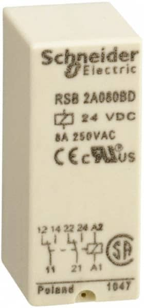 Schneider Electric - 2,000 VA Power Rating, Electromechanical Plug-in General Purpose Relay - 8 Amp at 250 VAC & 28 VDC, 2CO, 24 VDC - Strong Tooling