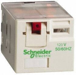 Schneider Electric - 3,750 VA Power Rating, Electromechanical Plug-in General Purpose Relay - 15 Amp at 250 VAC & 28 VDC, 4CO, 120 VAC - Strong Tooling