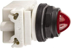 Schneider Electric - 120 VAC/VDC Red Lens Incandescent Pilot Light - Round Lens, Screw Clamp Connector, 54mm OAL x 42mm Wide, Vibration Resistant - Strong Tooling