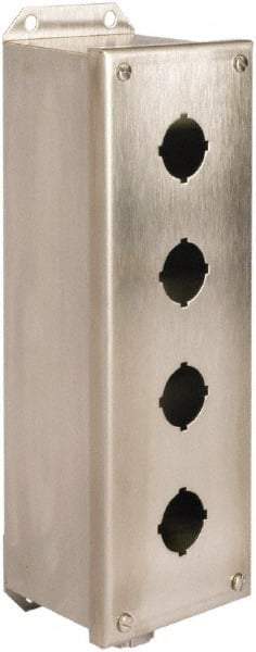 Schneider Electric - 4 Hole, 30mm Hole Diameter, Stainless Steel Pushbutton Switch Enclosure - 1, 3, 4, 12, 4X NEMA Rated - Strong Tooling