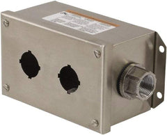 Schneider Electric - 2 Hole, 30mm Hole Diameter, Stainless Steel Pushbutton Switch Enclosure - 1, 3, 4, 12, 4X NEMA Rated - Strong Tooling