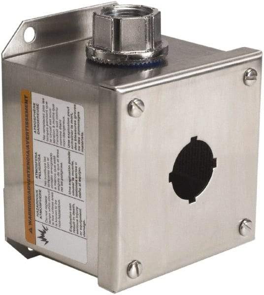 Schneider Electric - 1 Hole, 30mm Hole Diameter, Stainless Steel Pushbutton Switch Enclosure - 1, 3, 4, 12, 4X NEMA Rated - Strong Tooling