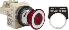 Schneider Electric - 30mm Mount Hole, Extended Straight, Pushbutton Switch with Contact Block - Red Pushbutton, Maintained (MA) - Strong Tooling