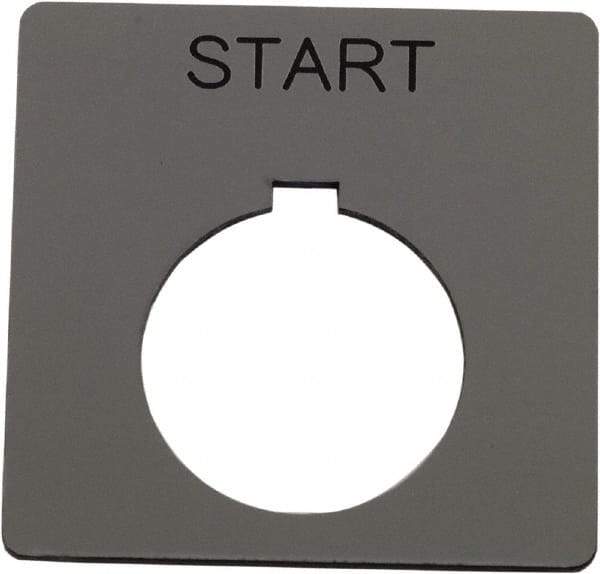 Schneider Electric - Square, Plastic Legend Plate - Start - Silver Background, Black Letters, 1.2 Inch Hole Diameter, 2-1/4 Inch Square - Strong Tooling