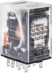 Square D - 1/6 hp at 120/240 Volt, Electromechanical Plug-in General Purpose Relay - 5 Amp at 240 VAC, 4PDT, 120 VAC at 50/60 Hz - Strong Tooling