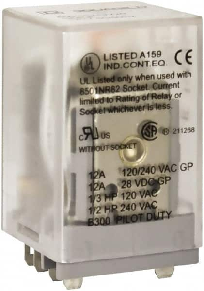 Square D - 1/2 hp at 240 Volt & 1/3 hp at 120 Volt, Electromechanical Spade General Purpose Relay - 10 Amp at 240 VAC, DPDT, 48 VDC - Strong Tooling