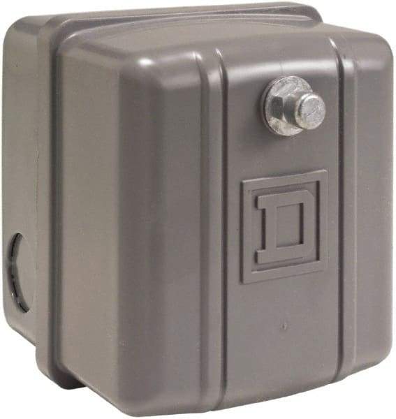 Square D - 1 NEMA Rated, DPST, 70 to 100 psi, Electromechanical, Snap Action Pressure and Level Switch - Adjustable Pressure, 460/575 VAC, 1/4 Inch Connector, Screw Terminal, For Use with Air Compressors, Power Circuits, Water Pumps - Strong Tooling