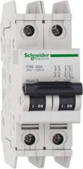 Schneider Electric - 20 Amp, 125 VDC, 240 VAC, 60 VDC, 1 Pole, DIN Rail Mount, Fixed Mount Miniature Circuit Breaker - Thermal Magnetic Trip, Multiple Breaking Capacity Ratings, 73mm Deep x 107mm High x 36mm Wide - Strong Tooling