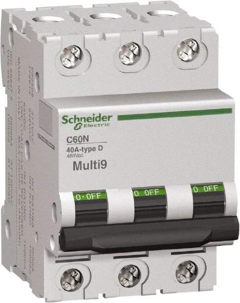 Schneider Electric - 32 Amp, 3 Pole, DIN Rail Mount Miniature Circuit Breaker - Thermal Magnetic Trip, Multiple Breaking Capacity Ratings, 14-2 (Copper) AWG, 3 Inch Deep x 3.19 Inch High x 2.13 Inch Wide - Strong Tooling