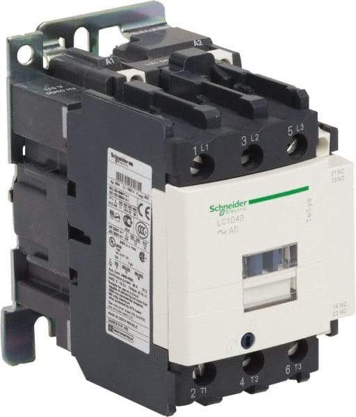 Schneider Electric - 3 Pole, 24 Coil VAC at 50/60 Hz, 40 Amp at 440 VAC and 60 Amp at 440 VAC, Nonreversible IEC Contactor - 1 Phase hp: 3 at 115 VAC, 5 at 230/240 VAC, 3 Phase hp: 10 at 200/208 VAC, 10 at 230/240 VAC, 30 at 460/480 VAC, 30 at 575/600 VAC - Strong Tooling