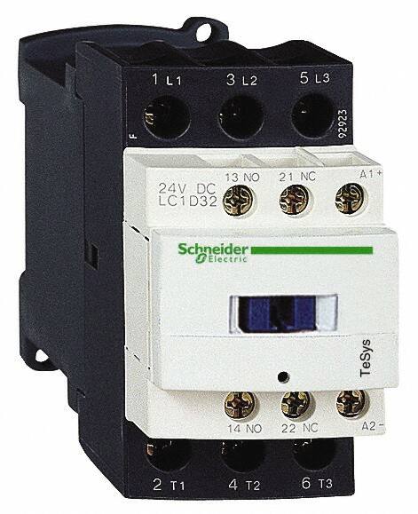 Schneider Electric - 3 Pole, 125 Coil VDC, 32 Amp at 440 VAC and 50 Amp at 440 VAC, Nonreversible IEC Contactor - 1 Phase hp: 2 at 115 VAC, 5 at 230/240 VAC, 3 Phase hp: 10 at 230/240 VAC, 20 at 460/480 VAC, 30 at 575/600 VAC, 7.5 at 200/208 VAC - Strong Tooling