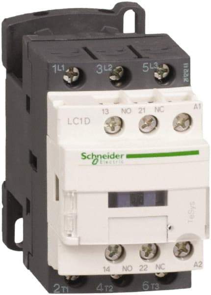 Schneider Electric - 3 Pole, 21 Coil VAC at 50/60 Hz, 12 Amp at 440 VAC and 25 Amp at 440 VAC, Nonreversible IEC Contactor - 1 Phase hp: 1 at 115 VAC, 2 at 230/240 VAC, 3 Phase hp: 10 at 575/600 VAC, 3 at 200/208 VAC, 3 at 230/240 VAC, 7.5 at 460/480 VAC - Strong Tooling