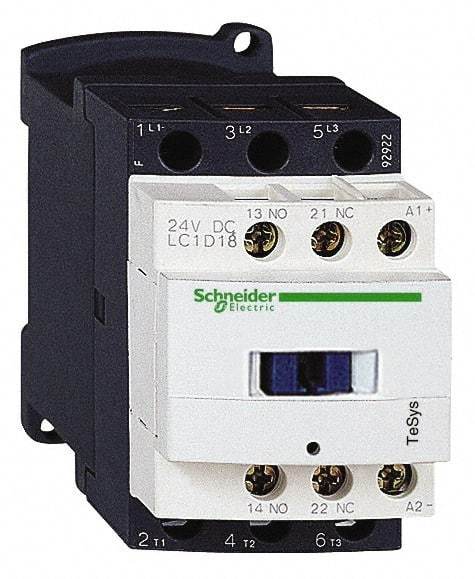 Schneider Electric - 3 Pole, 120 Coil VAC at 50/60 Hz, 18 Amp at 440 VAC and 32 Amp at 440 VAC, Nonreversible IEC Contactor - 1 Phase hp: 1 at 115 VAC, 3 at 230/240 VAC, 3 Phase hp: 10 at 460/480 VAC, 15 at 575/600 VAC, 5 at 200/208 VAC, 5 at 230/240 VAC - Strong Tooling