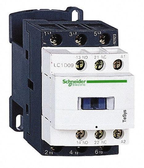 Schneider Electric - 3 Pole, 48 Coil VAC at 50/60 Hz, 25 Amp at 440 VAC and 9 Amp at 440 VAC, Nonreversible IEC Contactor - 1 Phase hp: 0.5 at 115 VAC, 1 at 230/240 VAC, 3 Phase hp: 2 at 200/208 VAC, 2 at 230/240 VAC, 5 at 460/480 VAC, 7.5 at 575/600 VAC - Strong Tooling