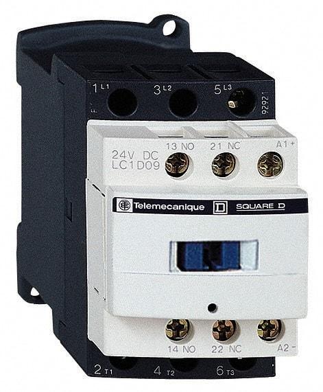 Schneider Electric - 3 Pole, 200 Coil VAC at 50/60 Hz, 25 Amp at 440 VAC and 9 Amp at 440 VAC, Nonreversible IEC Contactor - 1 Phase hp: 0.5 at 115 VAC, 1 at 230/240 VAC, 3 Phase hp: 2 at 200/208 VAC, 2 at 230/240 VAC, 5 at 460/480 VAC, 7.5 at 575/600 VAC - Strong Tooling