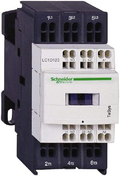 Schneider Electric - 3 Pole, 120 Coil VAC at 50/60 Hz, 16 Amp at 440 VAC and 9 Amp at 440 VAC, Nonreversible IEC Contactor - 1 Phase hp: 0.5 at 115 VAC, 1 at 230/240 VAC, 3 Phase hp: 2 at 200/208 VAC, 2 at 230/240 VAC, 5 at 460/480 VAC, 7.5 at 575/600 VAC - Strong Tooling