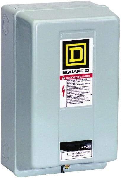 Square D - 440 Coil VAC at 50 Hz, 480 Coil VAC at 60 Hz, 18 Amp, Nonreversible Enclosed Enclosure NEMA Motor Starter - 3 Phase hp: 3 at 200 VAC, 3 at 230 VAC, 5 at 460 VAC, 5 at 575 VAC, 1 Enclosure Rating - Strong Tooling