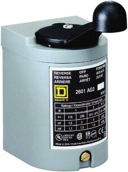 Square D - 250 VDC, 600 VAC Input Volt, Reversing, Drum Switch - CSA, RoHS Compliant, UL Listed - Strong Tooling