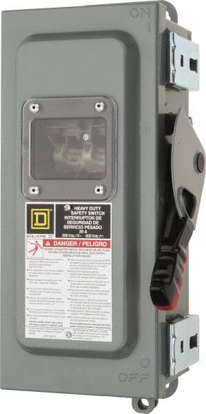 Square D - 30 Amp, 600 VAC/VDC, 3 Pole Nonfused Safety Switch - NEMA 12 & 3R, 10 hp at 600 VAC (Single Phase), 30 hp at 600 VAC (Triple Phase) - Strong Tooling