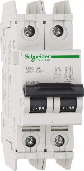 Schneider Electric - 5 Amp, 125 VDC, 240 VAC, 60 VDC, 1 Pole, DIN Rail Mount, Fixed Mount Miniature Circuit Breaker - Thermal Magnetic Trip, Multiple Breaking Capacity Ratings, 73mm Deep x 107mm High x 36mm Wide - Strong Tooling