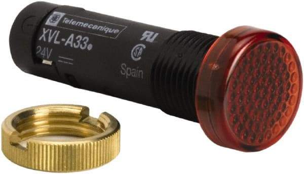 Schneider Electric - 24 V Red Lens LED Pilot Light - Threaded Connector, 16mm Wide - Strong Tooling