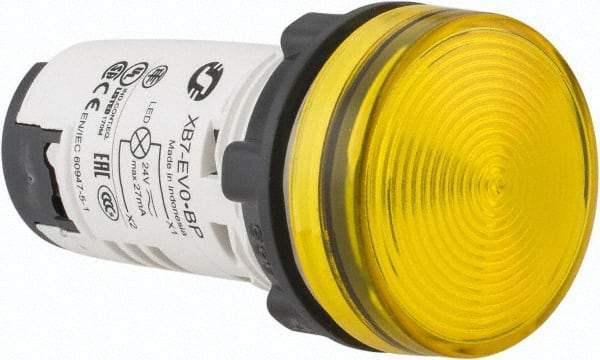 Schneider Electric - 24 V Yellow Lens LED Pilot Light - Round Lens, Screw Clamp Connector, 29mm Wide - Strong Tooling