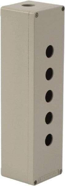 Schneider Electric - 5 Hole, 1.58 Inch Hole Diameter, Aluminum Pushbutton Switch Enclosure - 12.2 Inch High x 3.35 Inch Wide x 3.03 Inch Deep, 4, 13 NEMA Rated - Strong Tooling