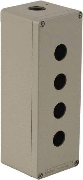 Schneider Electric - 4 Hole, 1.58 Inch Hole Diameter, Zinc Alloy Pushbutton Switch Enclosure - 8.66 Inch High x 3.15 Inch Wide x 3.03 Inch Deep, 4, 13 NEMA Rated - Strong Tooling