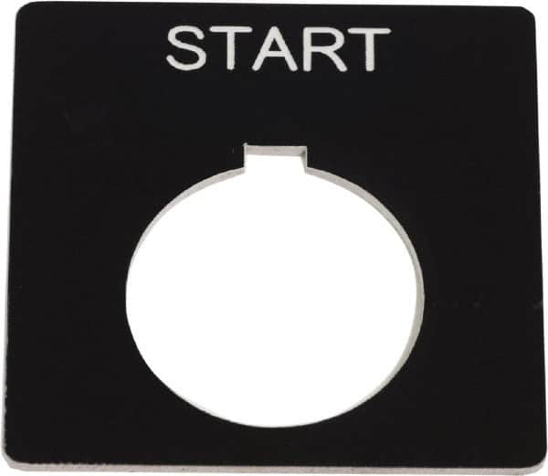 Schneider Electric - Square, Plastic Legend Plate - Start - Black Background, White Letters, 1.2 Inch Hole Diameter, 2-1/4 Inch Square - Strong Tooling