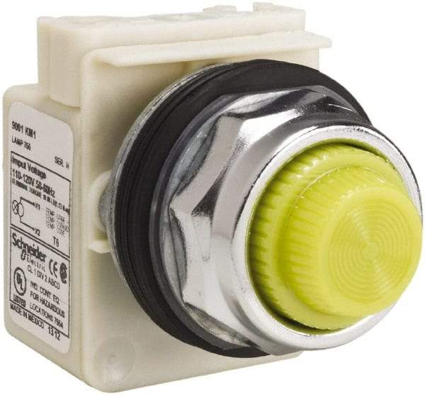 Schneider Electric - 120 VAC Yellow Lens Indicating Light - Screw Clamp Connector - Strong Tooling