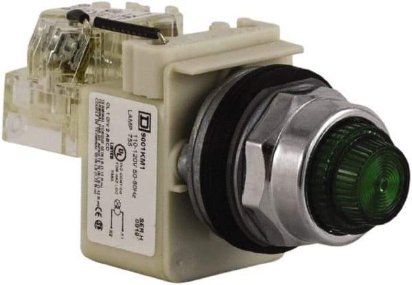 Schneider Electric - 120 VAC Green Lens Indicating Light - Screw Clamp Connector - Strong Tooling