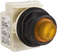 Schneider Electric - 110 VAC at 50/60 Hz via Transformer, 120 VAC at 50/60 Hz via Transformer Amber Lens Indicating Light - Round Lens, Screw Clamp Connector, Corrosion Resistant, Dust Resistant, Oil Resistant - Strong Tooling