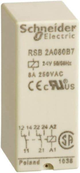 Schneider Electric - 2,000 VA Power Rating, Electromechanical Plug-in General Purpose Relay - 8 Amp at 250 VAC & 28 VDC, 2CO, 24 VAC - Strong Tooling