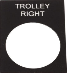 Schneider Electric - Rectangular, PVC Legend Plate - Trolley Right - Black Background, White Letters, 22mm Hole Diameter, 30mm Wide x 40mm High - Strong Tooling