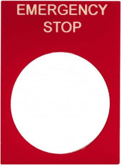 Schneider Electric - Rectangular, PVC Legend Plate - Emergency Stop - Red Background, White Letters, 22mm Hole Diameter, 30mm Wide x 40mm High - Strong Tooling