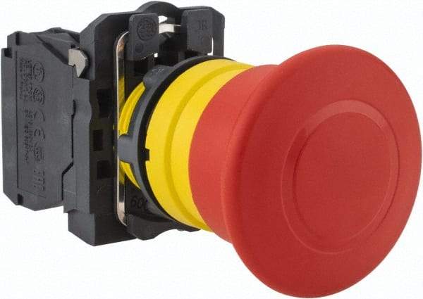 Schneider Electric - 22mm Mount Hole, Extended Mushroom Head, Pushbutton Switch Only - Round, Red Pushbutton, Nonilluminated, Trigger Action, Off, Shock and Vibration Resistant - Strong Tooling