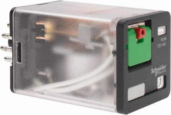 Schneider Electric - 3 at 60 Hz VA Power Rating, Octal Electromechanical Plug-in General Purpose Relay - 10 Amp at 250 VAC, 3PDT, 120 VAC, 35mm Wide x 56mm High x 35.4mm Deep - Strong Tooling