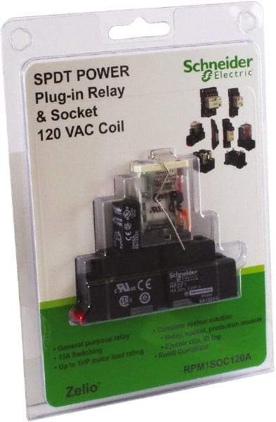 Schneider Electric - 1 hp, Electromechanical Plug-in General Purpose Relay - 15 Amp at 120 VAC, SPDT, 120 VAC - Strong Tooling