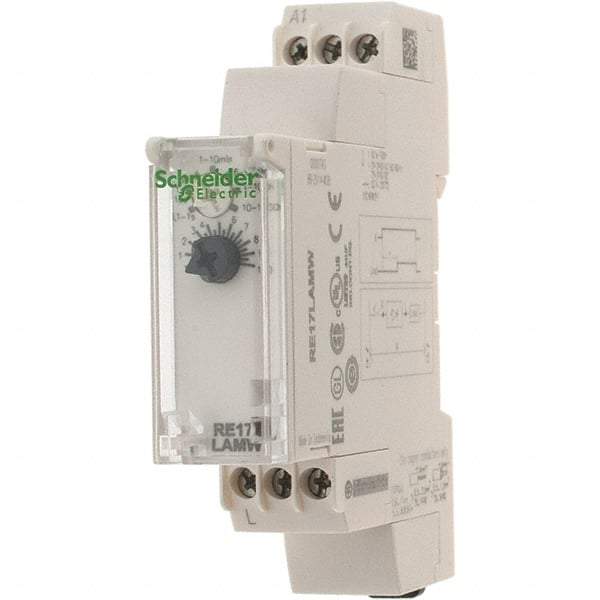 Schneider Electric - 100 hr Delay, Multiple Range SPST Time Delay Relay - 0.7 Contact Amp, 24 to 240 VAC/VDC, Selector Switch - Strong Tooling