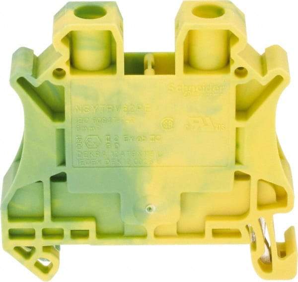 Schneider Electric - 1 Pole, 1,000 Volt, -40 to 266°F, DIN Rail Mount, Polyamide Grounding Terminal Block - 2 Contacts, 24 to 8 AWG Compatibility, 47-1/2mm High - Strong Tooling