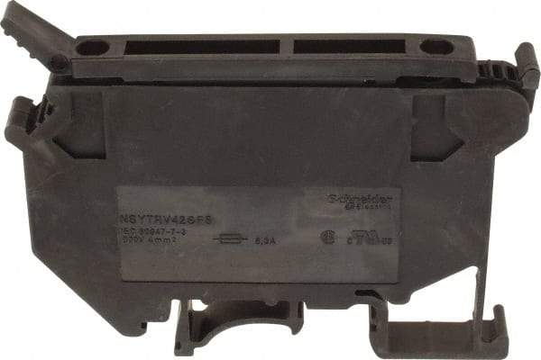 Schneider Electric - 1 Pole, 500 Volt, 6.3 Amp, -40 to 266°F, DIN Rail Mount, Polyamide Fused Terminal Block - 3 Contacts, 26 to 10 AWG Compatibility, 56-1/2mm High - Strong Tooling