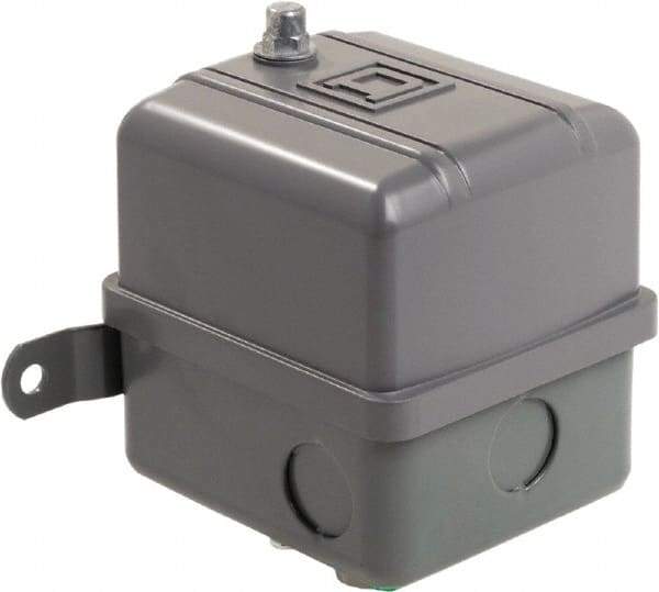 Square D - 1 NEMA Rated, DPST, 80 to 100 psig, Vacuum Switch Pressure and Level Switch - Adjustable Pressure, 575 VAC, 1/4 Inch NPSF Connector, Screw Terminal, For Use with Air Compressors, Electrically Driven Water Pumps - Strong Tooling