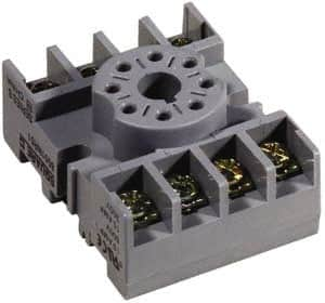 Square D - 8 Pins, 300 VAC, 10 Amp (CSA) and 15 Amp (UL), Octal Relay Socket - DIN Rail Mount, Panel Mount, 1 Tier, Screw Terminal - Strong Tooling