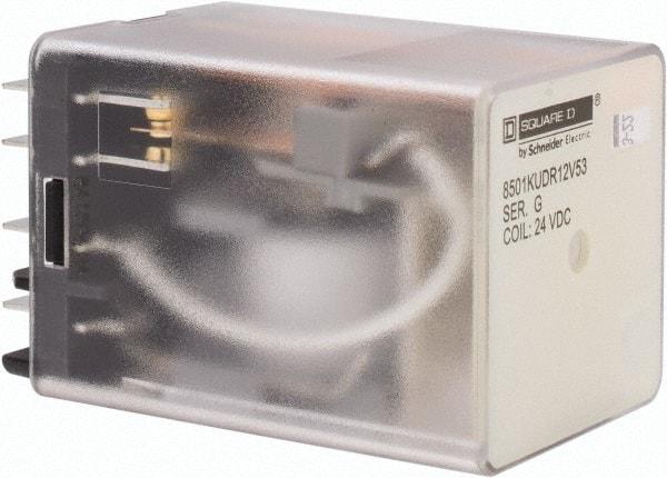 Square D - 8 Pins, 1 hp at 277 Volt & 1/3 hp at 120 Volt, 3 VA Power Rating, Square Electromechanical Plug-in General Purpose Relay - 10 Amp at 250 VAC, DPDT, 24 VDC, 34.9mm Wide x 50mm High x 35.4mm Deep - Strong Tooling