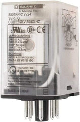 Square D - 8 Pins, 1 hp at 277 Volt & 1/3 hp at 120 Volt, 3 VA Power Rating, Octal Electromechanical Plug-in General Purpose Relay - 10 Amp at 250 VAC, DPDT, 240 VAC at 50/60 Hz, 34.9mm Wide x 50.3mm High x 35.4mm Deep - Strong Tooling