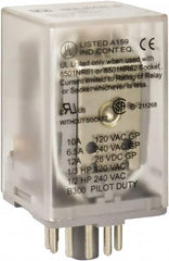 Square D - 8 Pins, 1 hp at 277 Volt & 1/3 hp at 120 Volt, 3 VA Power Rating, Octal Electromechanical Plug-in General Purpose Relay - 10 Amp at 250 VAC, DPDT, 24 VAC at 50/60 Hz, 34.9mm Wide x 50.3mm High x 35.4mm Deep - Strong Tooling