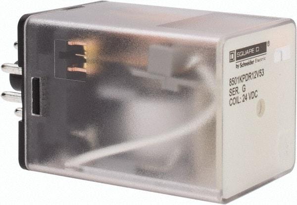 Square D - 8 Pins, 1 hp at 277 Volt & 1/3 hp at 120 Volt, 3 VA Power Rating, Octal Electromechanical Plug-in General Purpose Relay - 10 Amp at 250 VAC, DPDT, 24 VDC, 34.9mm Wide x 50.3mm High x 35.4mm Deep - Strong Tooling