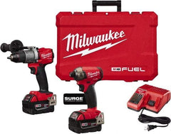 Milwaukee Tool - 18 Volt Cordless Tool Combination Kit - Includes Hammer Drill & 1/4" Hex Impact Driver, Lithium-Ion Battery Included - Strong Tooling