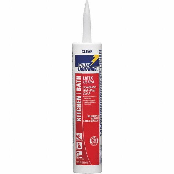 White Lightning - 10 oz Tube Clear Acrylic & Latex Sealant - -30 to 180°F Operating Temp, 45 min Tack Free Dry Time, 5 to 7 Days Full Cure Time - Strong Tooling